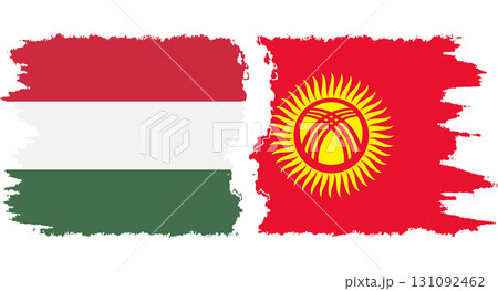 Kyrgyzstan and Hungary grunge flags connection vector 131092462