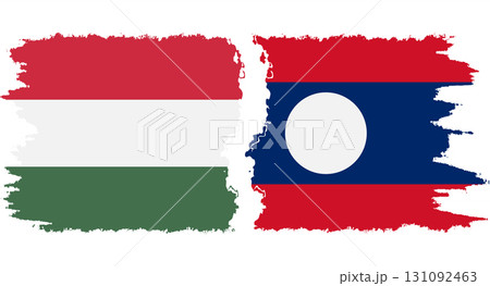 Laos and Hungary grunge flags connection vector 131092463