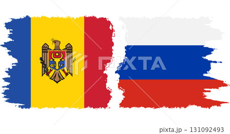 Russia and Moldova grunge flags connection vector 131092493