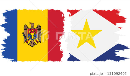 Saba and Moldova grunge flags connection vector 131092495