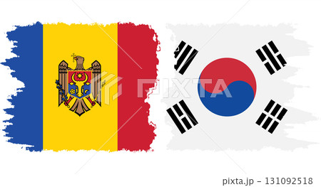 South Korea and Moldova grunge flags connection vector 131092518