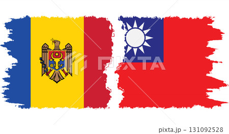 Taiwan and Moldova grunge flags connection vector 131092528