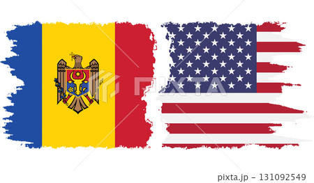 USA and Moldova grunge flags connection vector 131092549