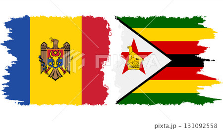 Zimbabwe and Moldova grunge flags connection vector Zimbabwe and Moldova grunge flags connection vector 131092558
