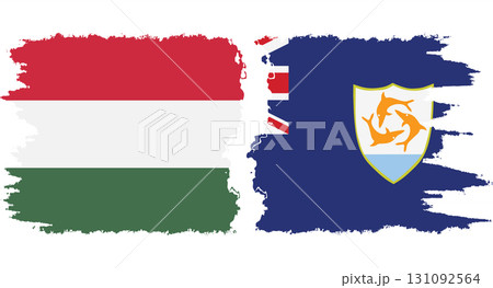 Anguilla and Hungary grunge flags connection vector 131092564