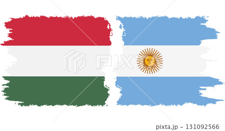 Argentina and Hungary grunge flags connection vector 131092566