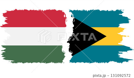 Bahamas and Hungary grunge flags connection vector 131092572