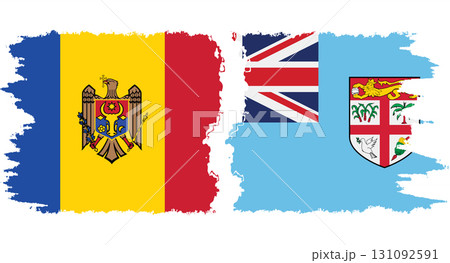 Fiji and Moldova grunge flags connection vector 131092591