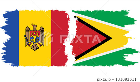 Guyana and Moldova grunge flags connection vector 131092611