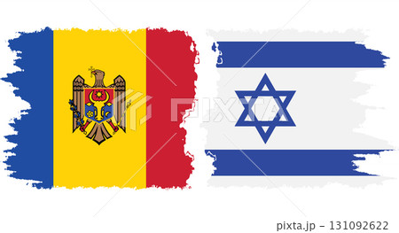 Israel and Moldova grunge flags connection vector 131092622