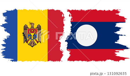Laos and Moldova grunge flags connection vector 131092635