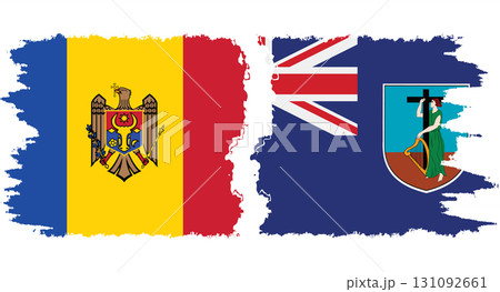 Montserrat and Moldova grunge flags connection vector 131092661