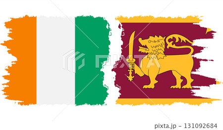 Sri Lanka and Ivory Coast grunge flags connection vector 131092684