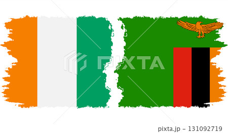 Zambia and Ivory Coast grunge flags connection vector 131092719