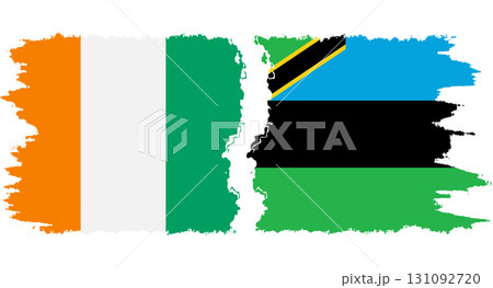 Zanzibar and Ivory Coast grunge flags connection vector 131092720