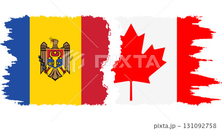Canada and Moldova grunge flags connection vector 131092758