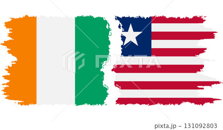 Liberia and Ivory Coast grunge flags connection vector 131092803
