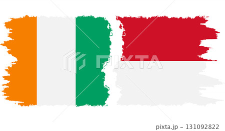 Monaco and Ivory Coast grunge flags connection vector 131092822