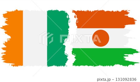 Niger and Ivory Coast grunge flags connection vector 131092836