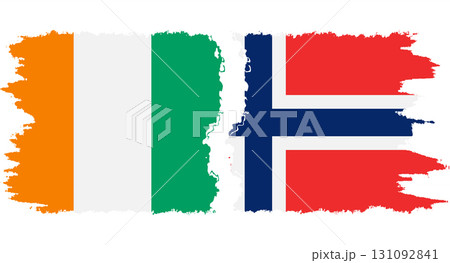 Norway and Ivory Coast grunge flags connection vector 131092841