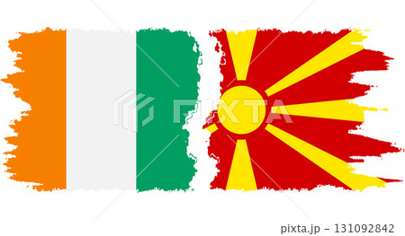 Northern Macedonia and Ivory Coast grunge flags connection vector 131092842