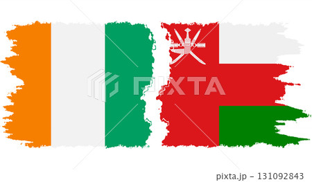 Oman and Ivory Coast grunge flags connection vector 131092843