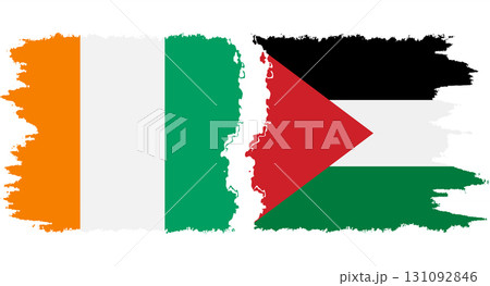 Palestine and Ivory Coast grunge flags connection vector 131092846