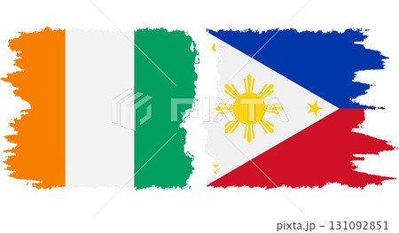 Philippines and Ivory Coast grunge flags connection vector 131092851