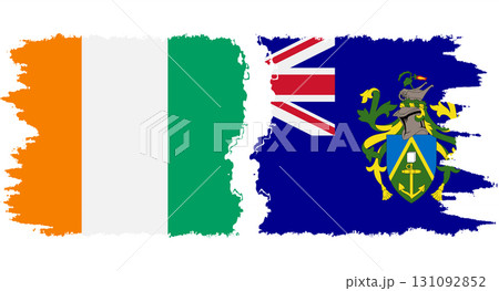 Pitcairn Islands and Ivory Coast grunge flags connection vector 131092852