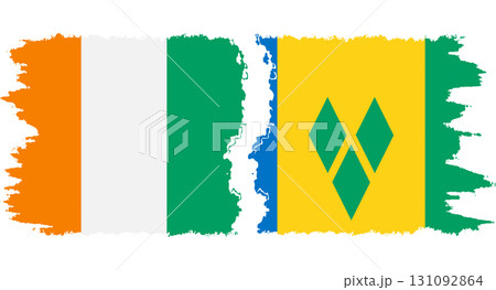 Saint Vincent and the Grenadines and Ivory Coast grunge flags connection Saint Vincent and the Grenadines and Ivory Coast grunge flags connection 131092864