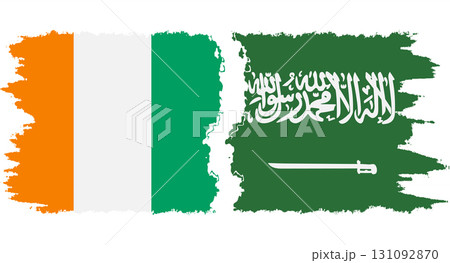 Saudi Arabia and Ivory Coast grunge flags connection vector 131092870