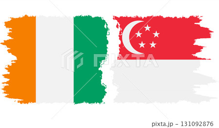 Singapore and Ivory Coast grunge flags connection vector Singapore and Ivory Coast grunge flags connection vector 131092876