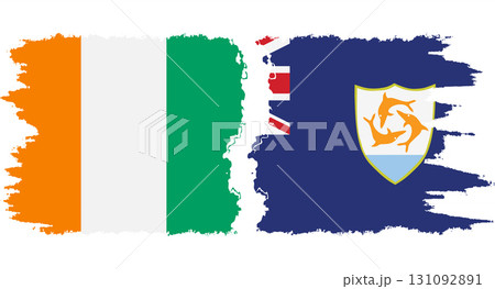 Anguilla and Ivory Coast grunge flags connection vector 131092891
