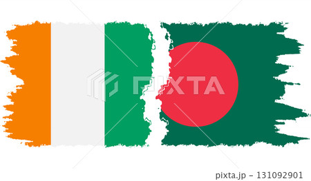 Bangladesh and Ivory Coast grunge flags connection vector Bangladesh and Ivory Coast grunge flags connection vector 131092901