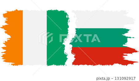 Bulgaria and Ivory Coast grunge flags connection vector 131092917