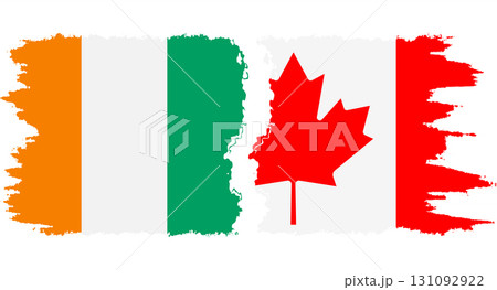 Canada and Ivory Coast grunge flags connection vector 131092922