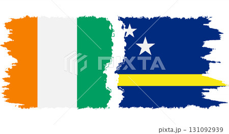 Curacao and Ivory Coast grunge flags connection vector 131092939
