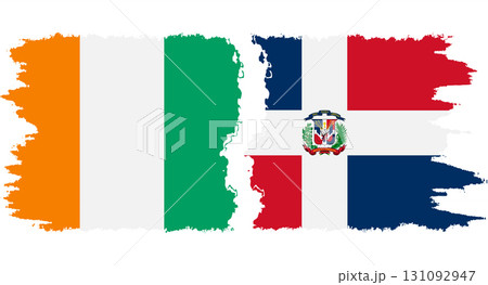 Dominican Republic and Ivory Coast grunge flags connection vector 131092947