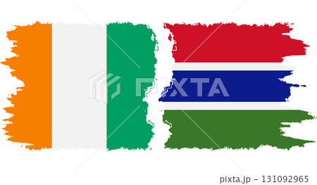 Gambia and Ivory Coast grunge flags connection vector 131092965
