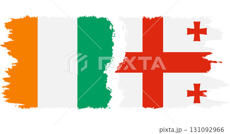 Georgia and Ivory Coast grunge flags connection vector 131092966