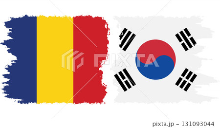 South Korea and Romania grunge flags connection vector 131093044