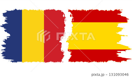 Spain and Romania grunge flags connection vector Spain and Romania grunge flags connection vector 131093046