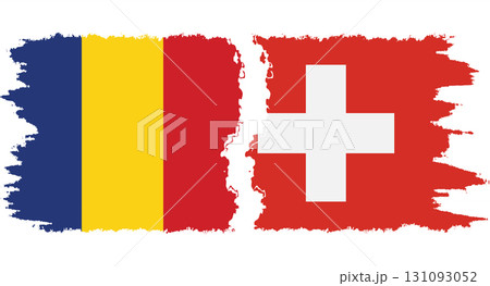 Switzerland and Romania grunge flags connection vector 131093052