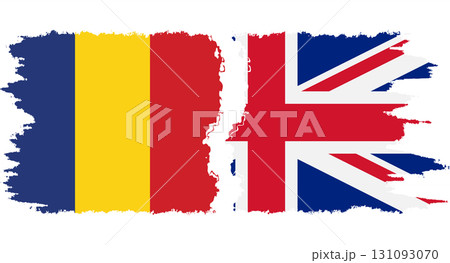 UK and Romania grunge flags connection vector 131093070