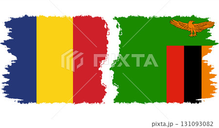 Zambia and Romania grunge flags connection vector 131093082