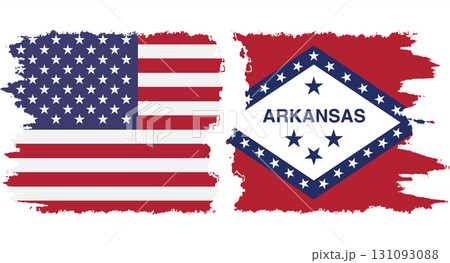 Arkansas state and USA grunge flags connection vector Arkansas state and USA grunge flags connection vector 131093088