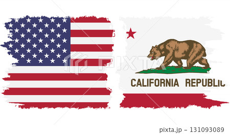 California state and USA grunge flags connection vector California state and USA grunge flags connection vector 131093089