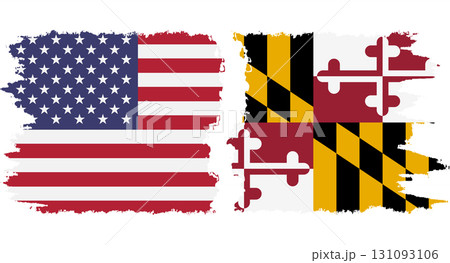 Maryland state and USA grunge flags connection vector Maryland state and USA grunge flags connection vector 131093106