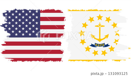 Rhode Island state and USA grunge flags connection vector Rhode Island state and USA grunge flags connection vector 131093125