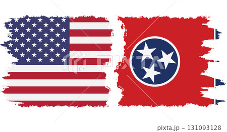 Tennessee state and USA grunge flags connection vector 131093128